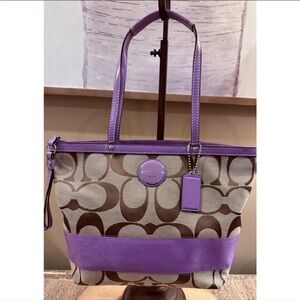 Coach Purple and Brown Signature Tote